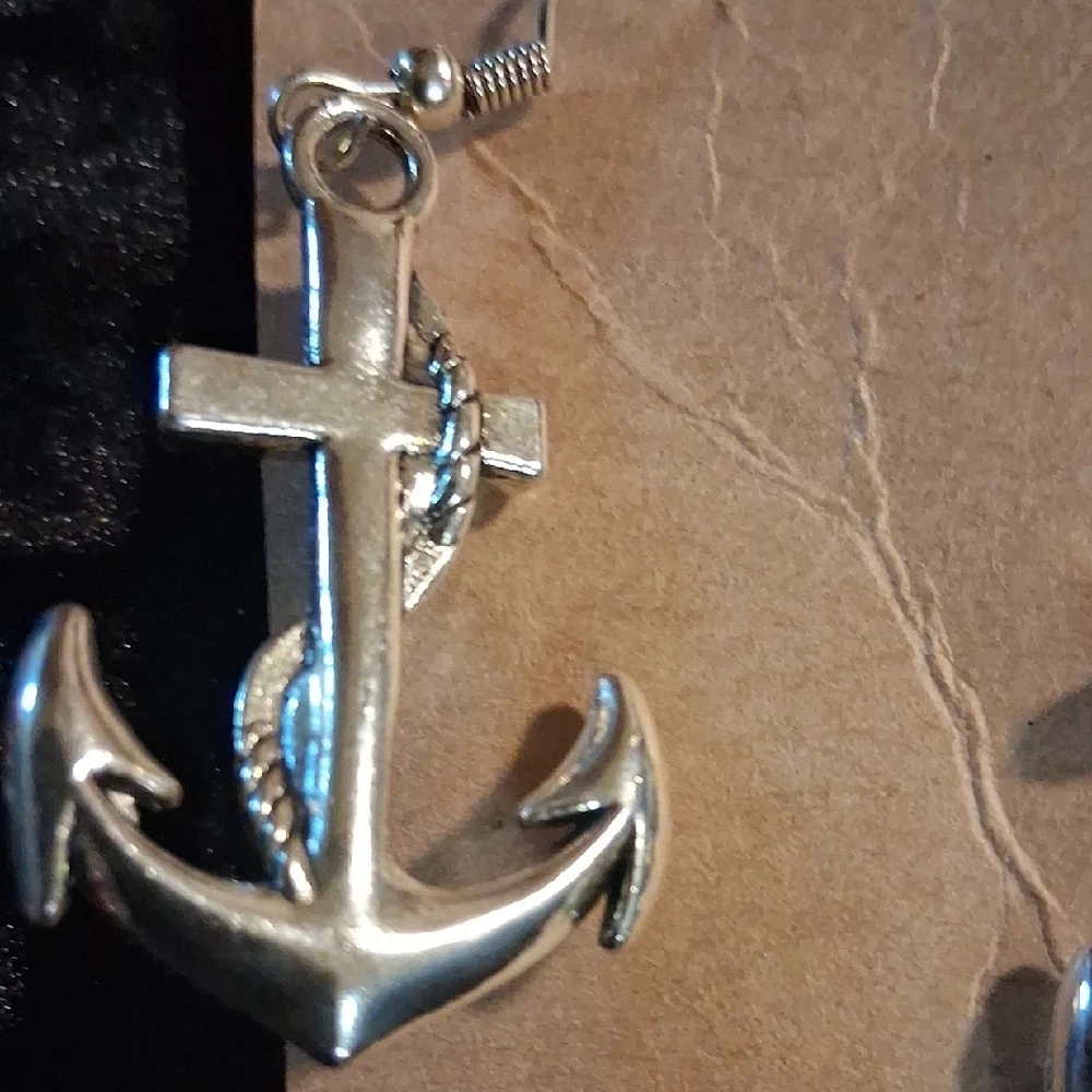 Nautical Silver Anchor Earrings